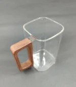 لیوان پیرکس مربعی دسته بلند چوبی - فراکالا - Square Pyrex glass with long wooden handle